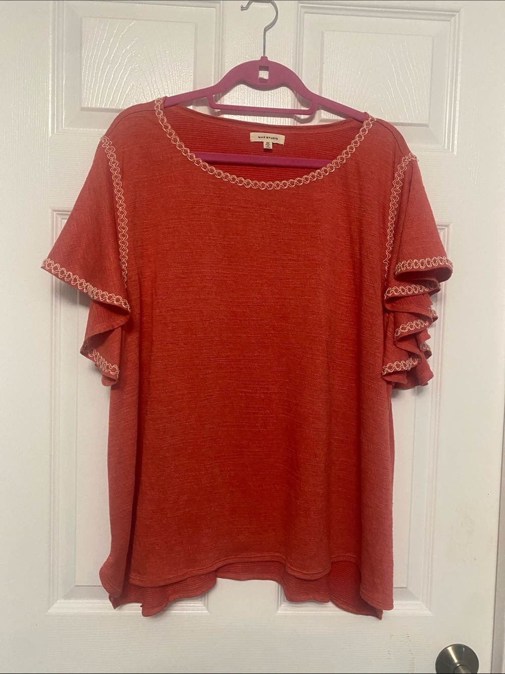 Max Studio V-Neck Ruffle Sleeve Blouse
